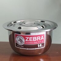 Thố Inox có nắp Zebra, 14cm -170014, 1 Đáy Loại Dày, Inox 304 Thái Lan cao cấp