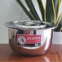 Thố Inox có nắp Zebra, 18cm -170018 - 1 Đáy Loại Dày, Inox 304 nhập khẩu Thái Lan