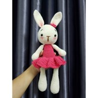 🐰🐰❤🐇Thỏ len bông màu hồng HANDMADE size lớn cao 35cm