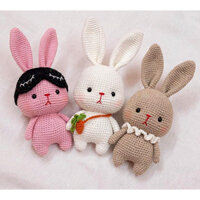 Thỏ len Handmade cho bé 28cm nhiều màu sắc, kiểu dáng siêu đáng yêu