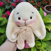 THỎ LEN TAI DÀI MÓC TAY handmade, thú bông móc tay