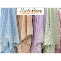 thô linen thêu hoa 4 màu