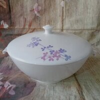 Thố sứ có nắp Cỏ Tím 1.8L Minh Long - thố sứ minh long cỏ tím