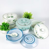 Thố sứ đựng cơm có nắp, nhiều họa tiết lựa chọn Bát Tràng