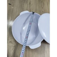 Thố / tô đựng cơm có nắp melamine cao cấp vân đá kem - TO 02 - 28.5 x Ø 25 x 12.7 cm