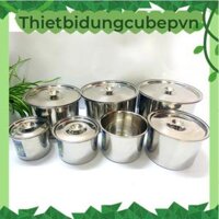 Thố trộn, thố cơm inox có nắp , inox cao cấp. - Màu inox,10cmH8cm