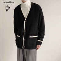 Thoải Mái  Áo Khoác cardigan Dài Tay Thời Trang Xu Hướng Cho Nam Dạ sọc đen Màu Sắc Đen Trắng Tương Áo Khoác Cardigan basic Style Hàn Quốc