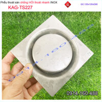Thoát sàn ban công KAG-TS227 vuông 12x12cm ống D90, thoát sàn vách tắm đứng chống hôi phễu thu nước sang trọng sử dụng t