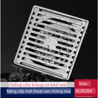 Thoát Sàn Ngăn Mùi Hôi INOX 304 Mặt 12x12, Thoát Sàn Nhà Tắm Dầy 2,5 ly,Hố ga chống mùi hôi chuột bọ