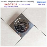 Thoát sàn quả Táo KAG-TS125 (D60), phễu thoát sàn vuông 15x15cm D60, phễu thu nước SUS304 thoát nhanh chống hôi tốt