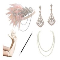 Thời gian 1920s Gatsby Trang Phục Phụ Kiện Bộ Đầu Găng Tay Dài Vòng Cổ Bông Tai