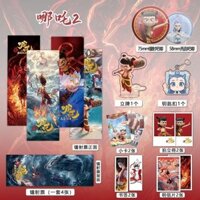 Thời gian giới hạn Nezha 2 Demon Boy Hàng hóa biển ma ám 16 miếng Thanh vé Laser Chirp Set Móc khóa Thẻ đứng Photocard Thiệp chúc mừng Dấu trang Thương hiệu mới