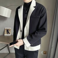 [Thời TRANG] Áo khoác 2023 Xuân Thu Phong Cách Mới Dạo Phố Áo Blazer Nam Phiên Bản Hàn Quốc Hợp Thời Trang Khâu Màu Sắc Tương Phản Áo Blazer Nam