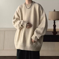 Thời Trang Áo sweater Dệt Kim Tay Dài Cổ Tròn Màu Trơn Phong Cách vintage Nhật Bản Cho Nam Giới