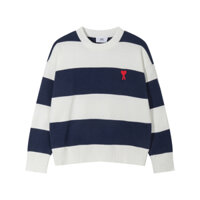 Thời Trang Áo sweater Dệt Kim Cổ Tròn Tay Dài Dáng Rộng Thêu Họa Tiết Kẻ Sọc Chất Lượng Cao