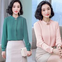 THỜI TRANG Áo Voan Cổ Trụ Phối Phụ Kiện (M, L) - LV1947Mẫu 2019