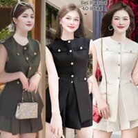 Thời Trang Bigsize ÉN NHỎ - Set Bộ Đùi Áo Cộc Quần Giả Váy Xếp Ly Có Bigsize Nữ Vải Lụa Chéo Thái Cao Cấp Xinh 40-95kg