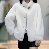 Thời trang bùng nổ Áo khoÁc lông chồn nước lông thú trung niên và cao tuổi Áo khoÁc lông chồn giữ ấm mẫu ngắn thu đông