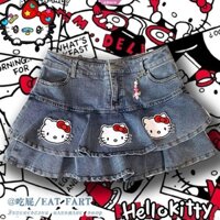 Thời Trang Chân váy jean Hello Kitty Xinh Xắn Dành Cho Bé Gái