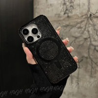 Thời Trang Dazzle Màu Từ Tính Mạ Kim Cương Ốp Lưng Điện Thoại iPhone 15 14 13 12 Pro Max Lỗ Lớn Ống Kính Máy Ảnh Phim Bảo Vệ Cạnh Thẳng Silicon Cạnh Chống Sốc iPhone c