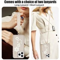 Thời Trang Đeo Cổ Tay Dây Đeo Hoa Ốp Lưng Điện Thoại IPhone 16 Pro Max 15 14 Plus 13 12 11 XS XR X 7 8Plus Ví Đựng Thẻ Vỏ Bảo Vệ Da Nhà Vỏ PU