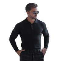 Thời Trang Dệt Kim Áo Polo Nam Thể Dục Skinny Dài Tay Polo Nam Thể Hình Áo Thun Thể Thao Áo Poloshirt Mùa Thu Tập Gym Quần Áo
