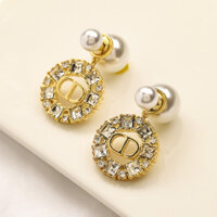 Thời Trang Dior Bông Tai Thép Titan Chữ Logo CD Tai Vòng Bông Tai Trang Sức Nữ