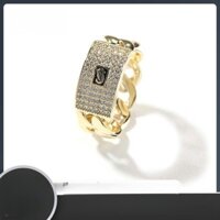 Thời Trang Độc Đoán Cuba Dây Xích Nhẫn Hip Hop Full Kim Cương Thoáng Mát Nhẫn Nam Nữ Cùng Phong Cách