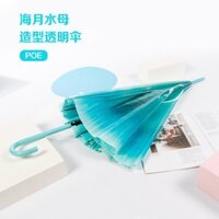 Thời Trang Dù Trong Suốt Tay Cầm Dài Tự Động Chống Gió Họa Tiết Sứa Biển Mặt Trăng