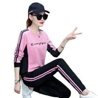 Thời trang giải trí bộ đồ thể thao nữ mùa thu và mùa đông mới phiên bản Hàn Quốc