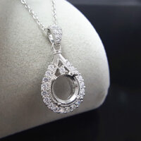 Thời trang hình Quả lê S925 dát Vòng hạt trứng mì cắt Mặt dây chuyền Rỗng chủ DIY ngọc trai moissanite mã não jasper