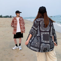 Thời trang hoa Hàn Quốc mùa hè dáng rộng cổ điển giản dị bãi biển Thái Lan Áo sơ mi nam ngắn tay giản dị Hawaii