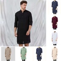 Thời Trang Hồi Giáo Người Đàn Ông Áo Dài Tay Chắc Chắn Ả Rập Ả Rập Đơn Giản Áo Sơ Mi Nam