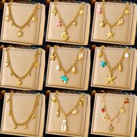 Thời Trang Kỳ Nghỉ Gió Đại Dương Series Cá Heo Vỏ Sao Biển Dây Xích Dày Vòng Cổ Thép Không Gỉ