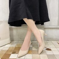 Thời trang low-heeled small stiletto shoes women pointed toe take-off shoes