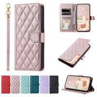 Thời Trang Lưới Caisng Cho Xiaomi 14 Ultra Redmi Note 13 Pro Plus 5G Bao Da Thẻ Ảnh Khe Cắm Giá Đỡ Dây Đeo Tay Nữ Vỏ Ví