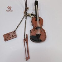 [Thời trang] Mặt dây chuyền móc khóa đàn Violin bằng da thủ công Trang trí túi đựng đàn Guitar Mini cổ điển {VN}