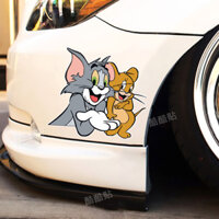 Thời Trang Mèo Và Chuột Xe Dán Sáng Tạo Dễ Thương Jerry Chuột Tom Mèo Thân Miếng Dán Khối Trầy Xước Hoạt Hình Xe Dán