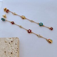 Thời Trang Mới Ánh Sáng Sang Trọng Đi Lại Niche Thiết Kế Zircon Kẻ Sọc Vẽ Tay Men Nhiều Màu Sắc Men Bọ Rùa Bông Tai