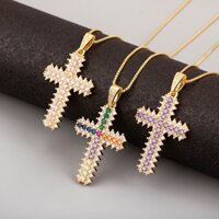 Thời Trang Mới Lấp Lánh Zircon Chữ Thập Mặt Dây Chuyền Vòng Cổ Nữ Nam Tôn Giáo Phong Cách Sang Trọng Liên Kết Dây Chuyền Trang Sức Phụ Kiện
