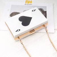 Thời trang mới lụa in hình spade Một dây chuyền đa năng sứ giả túi vuông nhỏ túi đựng hộp acrylic