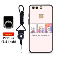 Thời Trang Mới Ốp Lưng Điện Thoại Huawei P9 Plus Mềm Mại Ốp Lưng Silicone Bảo Vệ Đầy Đủ Cao Su Mờ Sơn Vỏ Miễn Phí Dây & nhẫn 3in1