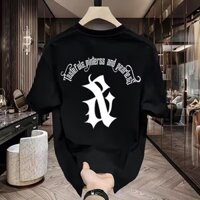 Thời trang mùa hè in họa cổ tròn Áo thun nam boy phố vải cotton cao cấp unisex oversize