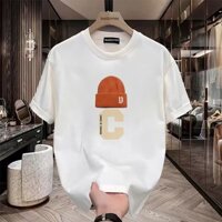 Thời trang mùa hè Mũ in họa Áo thun nam oversize 100% cotton Bông cao cấp unisex t-shirt