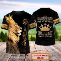 Thời Trang Mùa Hè Nam Áo THE KING - Chúa Giêsu Và Sư Tử Cá Tính Tên 3D In Hình Thường Ngày Thoáng Mát Áo Thun Unisex f070f