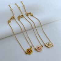Thời trang NEW _ To * y Bu * ch Thời trang Châu Âu và Mỹ | Men Hoa Mặt Dây Chuyền Vòng Tay Chữ T Mark KIRA Series Trang Sức