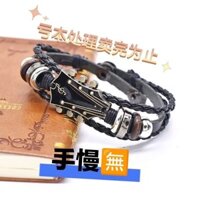 Thời Trang Nhạc Rock Đàn Guitar Da Thật Chính Hãng Vòng Tay Quốc Kỳ Màu Dầu Nhỏ Giọt Thép Không Gỉ Khóa Bện Da Vòng Tay Hợp Thời Trang