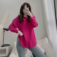 Thời Trang Nữ Áo sơ mi hồng sen áo sơ mi hồng pastel form rộng vạt bầuZon Clothing Z