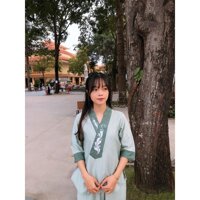 thời trang nữ, đồ đi chùa, áo lam cho nữ, mãu cà vạt vải tơ - Xanh ngọc,58-63kg
