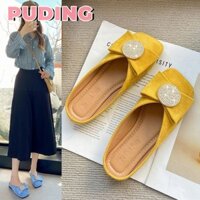 Thời Trang Nữ Một Bàn Đạp Loafer Mũi Vuông Thời Trang Mules Giày